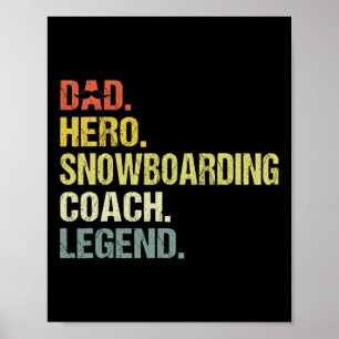 Póster Héroe de papá entrenador de snowboard Funny Snowbo