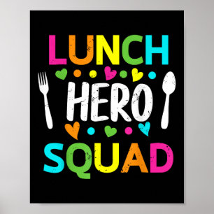 Póster Héroe del almuerzo escuadrón divertido señora trab