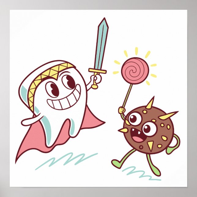 Póster Héroe dental vs bacterias Monster Diversión Person (Frente)