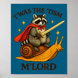 Póster Héroe divertido mapache vintage era el tism m seño