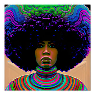 Póster Héroe: El cabello arcoiris negro Melanin afro rein