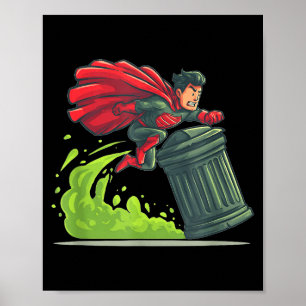 Póster Héroe Volador Con Disfraz De Cubo De Basura Para L