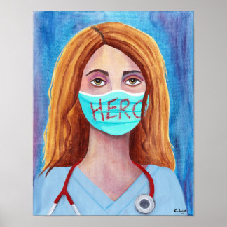 Póster Héroes de la salud - Enfermeras, Médicas y más