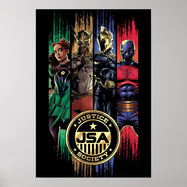 Póster Héroes De La Sociedad De Justicia De Adam Negro En (Frente)