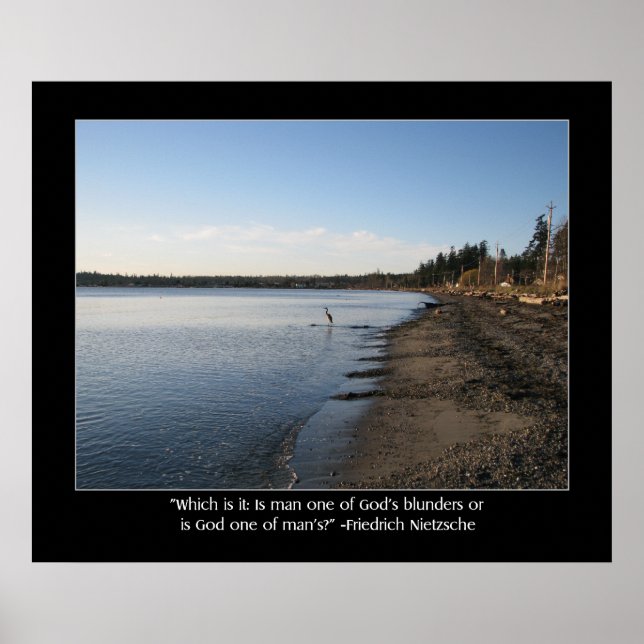 Póster Heron con la cita de Nietzsche (Frente)