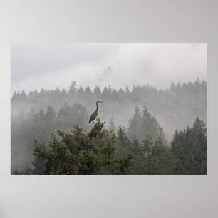Póster Heron en un paisaje montañoso polvoriento