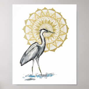 Póster Heron Mandala 8x10 Print