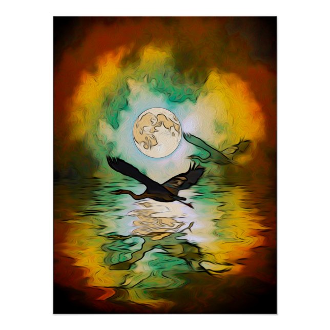 Póster Heron Moon Fantasy Art (Anverso)