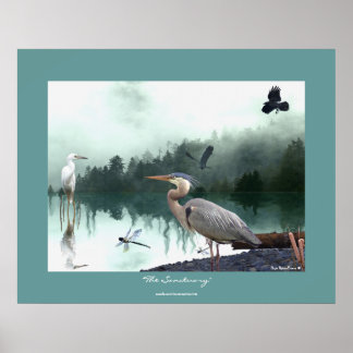 Póster Herones, Egret, Crows, Dragonflies, Wilderart