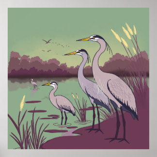 Póster Herons by the Lake