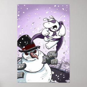 Póster Heropotamus contra el muñeco de nieve
