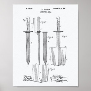 Póster Herramienta de intersección 1899 Patent Art White