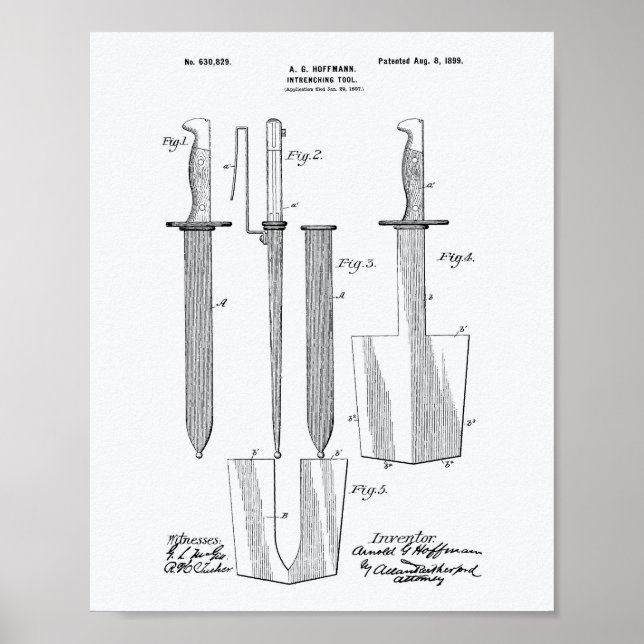 Póster Herramienta de intersección 1899 Patent Art White  (Frente)