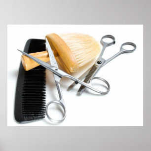 Póster Herramienta de la vieja peluquería