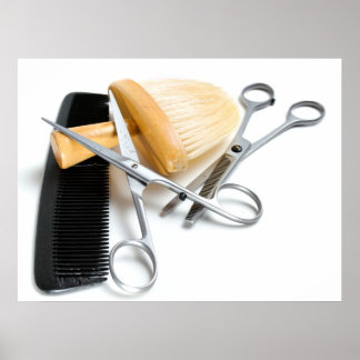 Póster Herramienta de la vieja peluquería