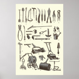Póster Herramientas de jardín antiguo del diccionario ant
