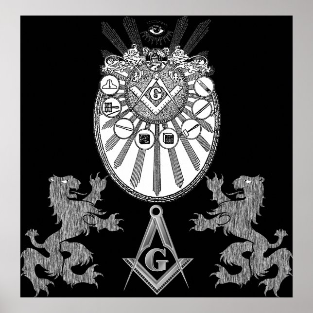 Póster Herramientas de trabajo y leones (Frente)