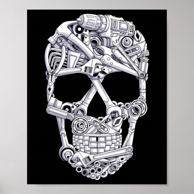 Póster Herramientas mecánicas Skull Garage Halloween Cost (Frente)