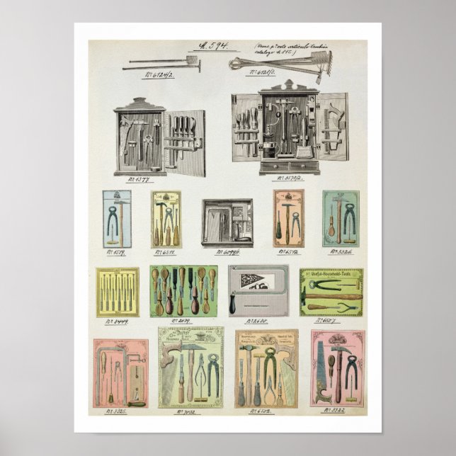 Póster Herramientas y cajas de herramientas de un catálog (Frente)