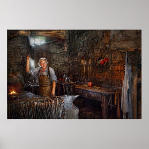 Póster Herrero - Trabajando la forja
