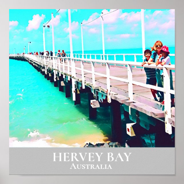 Póster Hervey Bay Queensland Australia viajes por mar vin (Frente)