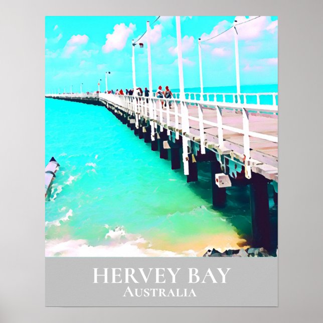 Póster Hervey Bay Queensland Australia viajes por mar vin (Frente)