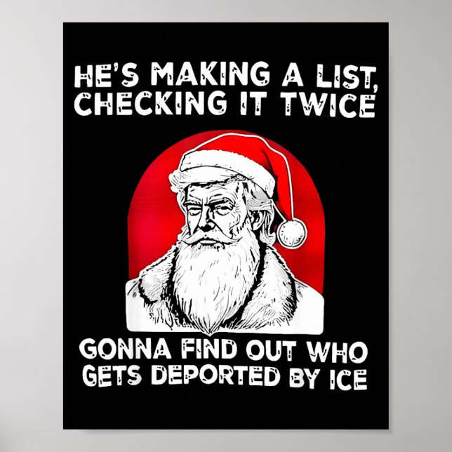 Póster He's Making A List Checking It Twice Gonna Find Ch (Frente)