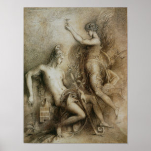Póster Hesiod y musa de Gustave Moreau