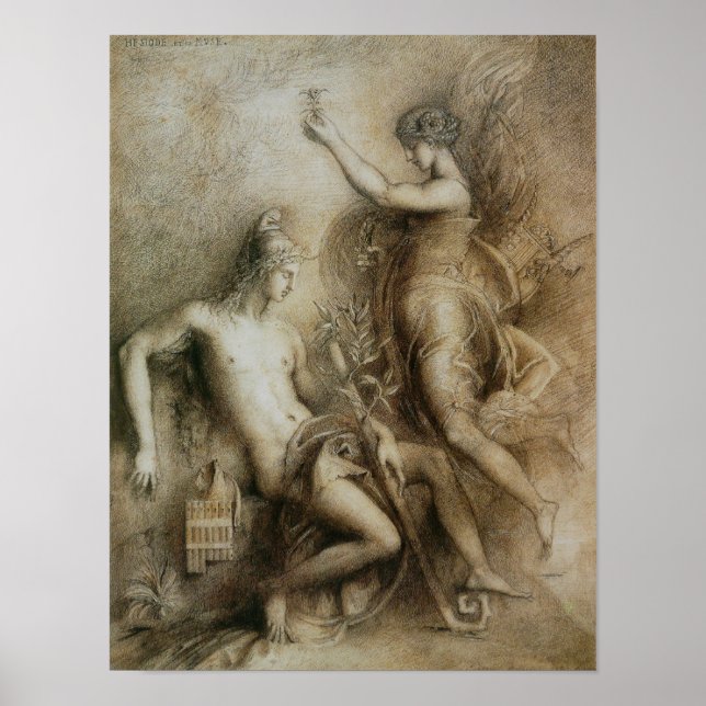 Póster Hesiod y Muse por Gustave Moreau (Frente)