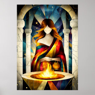 Póster Hestia - Leyenda Cubista Minimalista - Diosa del H