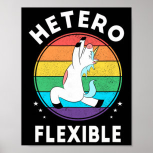 Póster Heteroflexible Unicornio de Yoga Divertido Aliado