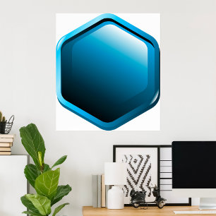 Póster Hexagón azul