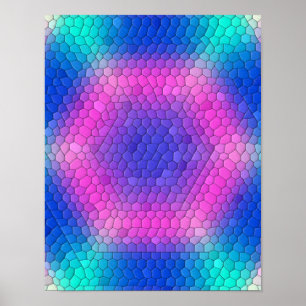 Póster Hexagones de la escala de sirenas holográficas ros