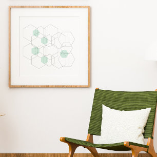 Póster Hexagones geométricas Minimalistas modernas de med