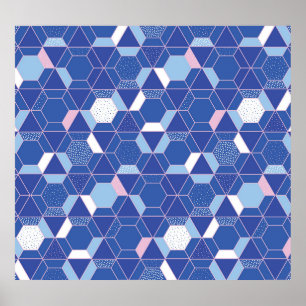 Póster Hexagones, triángulos: patrón abstracto geométrico