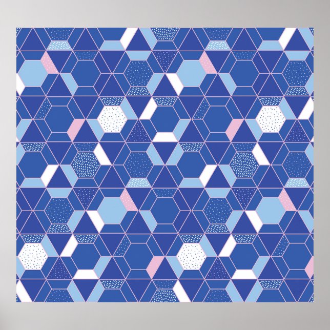 Póster Hexagones, triángulos: patrón abstracto geométrico (Frente)