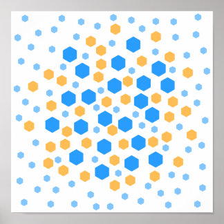Póster Hexagons azul y Naranja.
