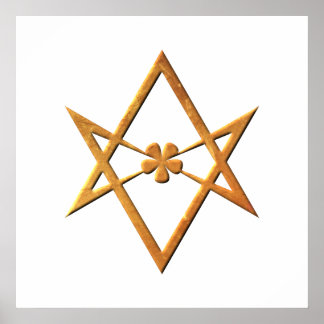 Póster Hexagram de Unicursal dorado - símbolo del téléxic
