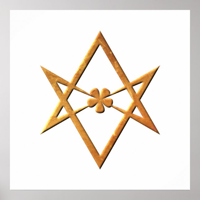 Póster Hexagram de Unicursal dorado - símbolo del téléxic (Frente)