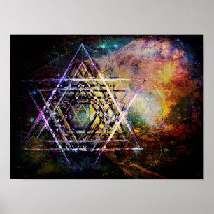 Póster Hexagram sagrado del símbolo de la geometría del