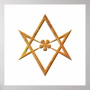 Póster Hexagram Unicursal de oro - símbolo thelemic
