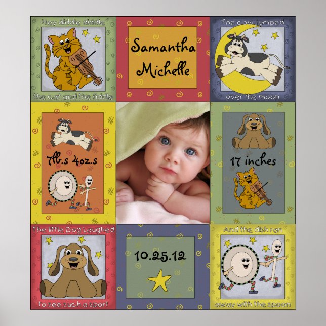 Póster Hey Diddle Diddle, Poster de dormitorio infantil (Frente)