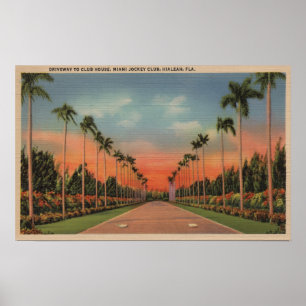 Póster Hialeah, Florida - Miami Jockey Club Drive