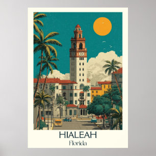 Póster Hialeah Florida Vintage Historic City Travel Art