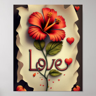 Póster Hibisco Rojo