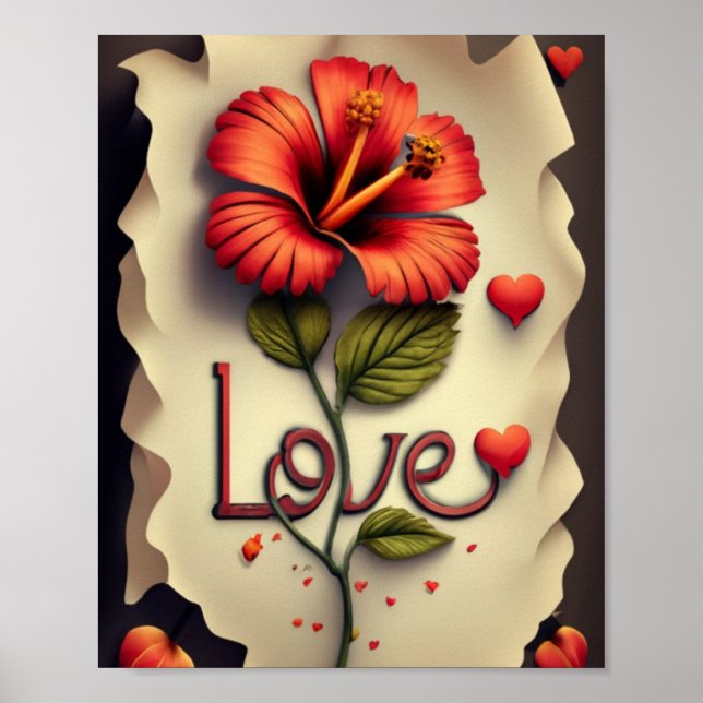 Póster Hibisco Rojo (Frente)