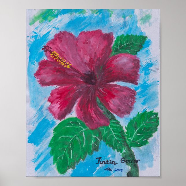 Póster hibisco rojo (Frente)