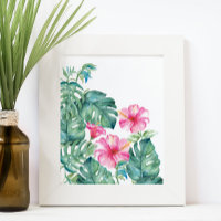 Hibiscus and Monstera Leaves