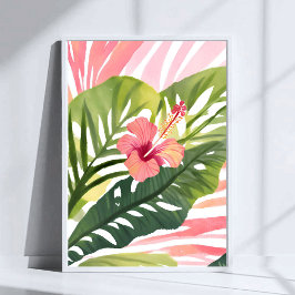 Póster Hibiscus Belleza | Flor Tropical Acuarela