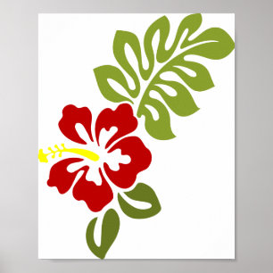 Póster Hibiscus Blossom Leaf Red Blooming Naturaleza